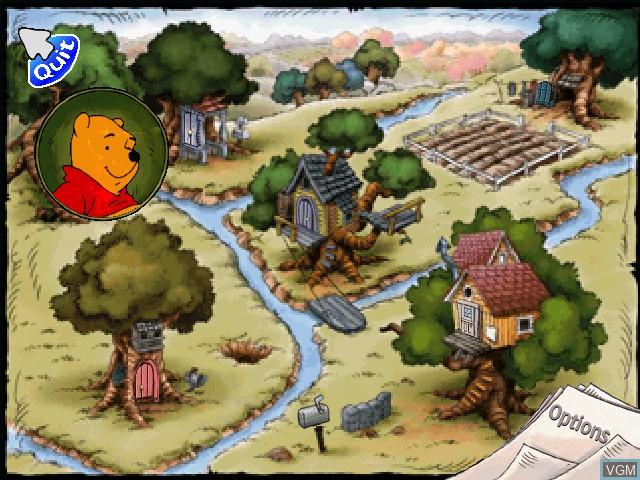 Menu screen of the game Winnie the Pooh - Preschool on Sony Playstation