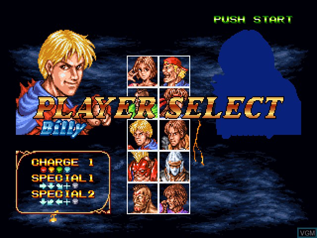 Menu screen of the game Double Dragon on Sony Playstation