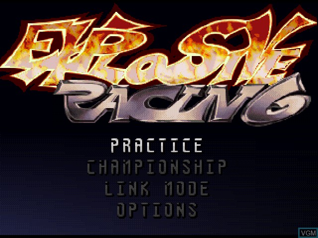 Menu screen of the game Explosive Racing on Sony Playstation