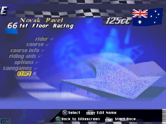 Menu screen of the game Extreme 500 on Sony Playstation