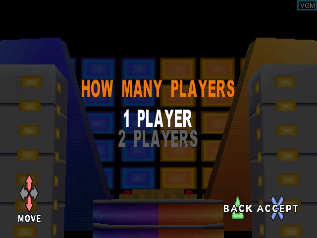 Menu screen of the game Family Feud on Sony Playstation