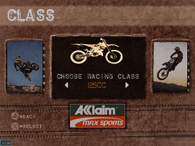 Menu screen of the game Freestyle Motocross - McGrath Vs. Pastrana on Sony Playstation