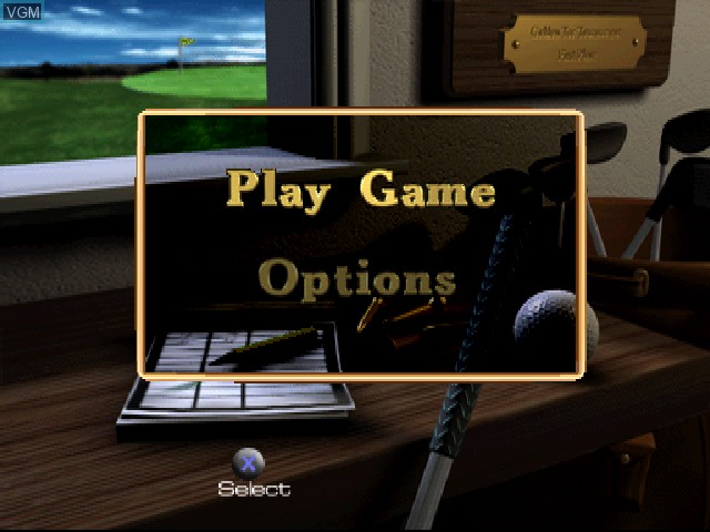 Menu screen of the game Peter Jacobsen's Golden Tee Golf on Sony Playstation