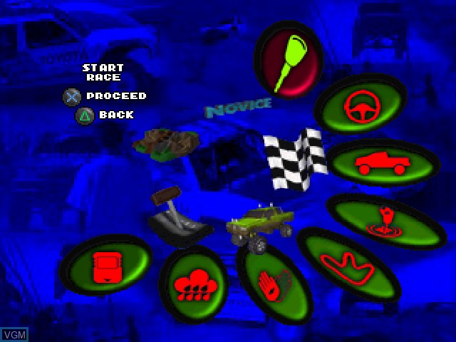 Menu screen of the game Hardcore 4X4 on Sony Playstation