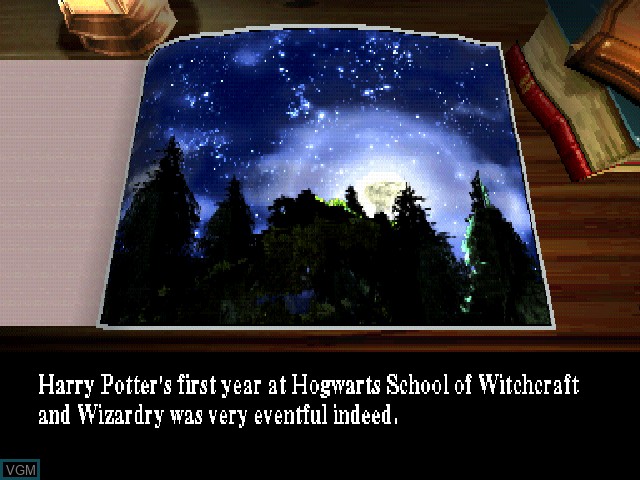 Menu screen of the game Harry Potter and the Chamber of Secrets on Sony Playstation