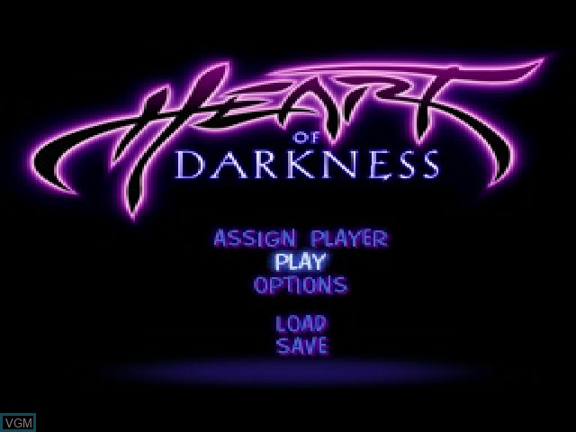 Menu screen of the game Heart of Darkness on Sony Playstation
