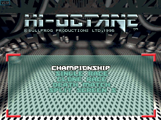 Menu screen of the game Hi-Octane - The Track Fights Back! on Sony Playstation