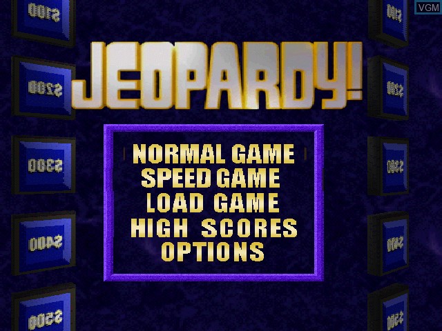 Menu screen of the game Jeopardy! 2nd Edition on Sony Playstation