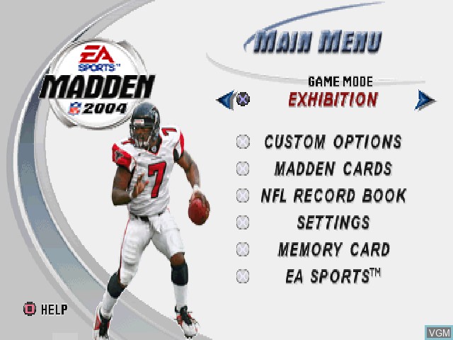 Menu screen of the game Madden NFL 2004 on Sony Playstation