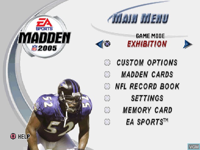 Menu screen of the game Madden NFL 2005 on Sony Playstation