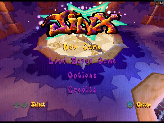 Menu screen of the game Jinx on Sony Playstation