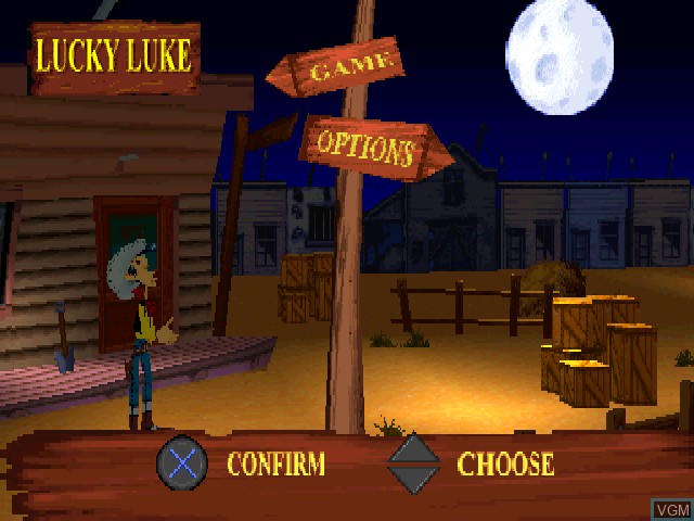 Menu screen of the game Lucky Luke on Sony Playstation