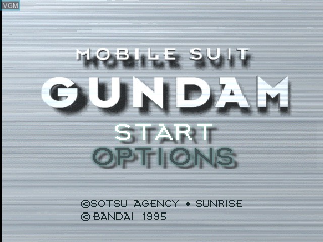 Menu screen of the game Mobile Suit Gundam on Sony Playstation