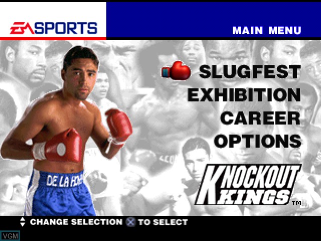Menu screen of the game Knockout Kings on Sony Playstation