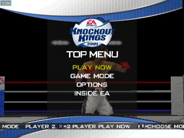 Menu screen of the game Knockout Kings 2001 on Sony Playstation