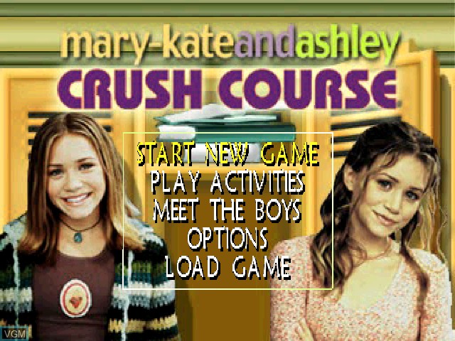Menu screen of the game Mary-Kate and Ashley - Crush Course on Sony Playstation