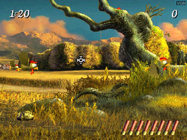Menu screen of the game Moorhuhn 2 - Die Jagd Geht Weiter on Sony Playstation