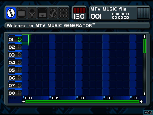 Menu screen of the game MTV Music Generator on Sony Playstation