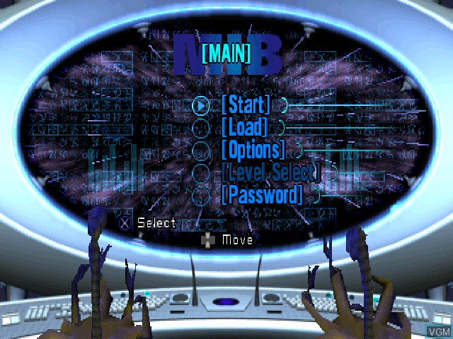 Menu screen of the game Men in Black - The Series - Crashdown on Sony Playstation