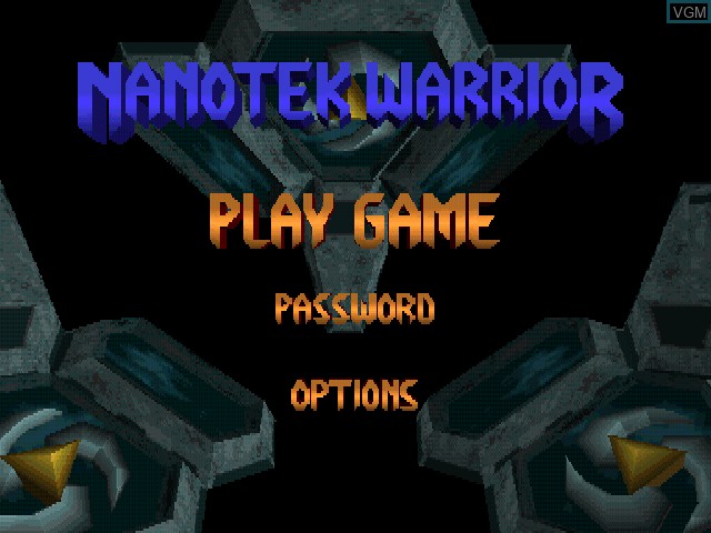Menu screen of the game Nanotek Warrior on Sony Playstation