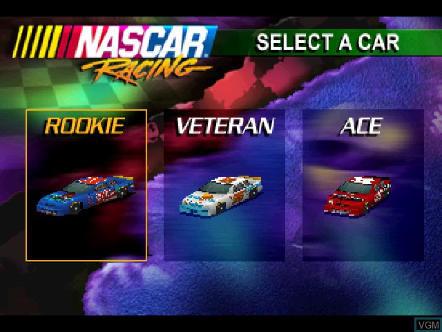 Menu screen of the game NASCAR Racing on Sony Playstation