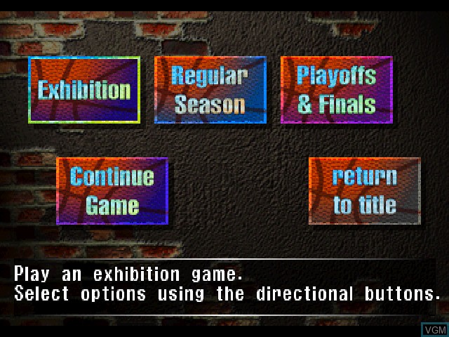 Menu screen of the game NBA In the Zone 2 on Sony Playstation