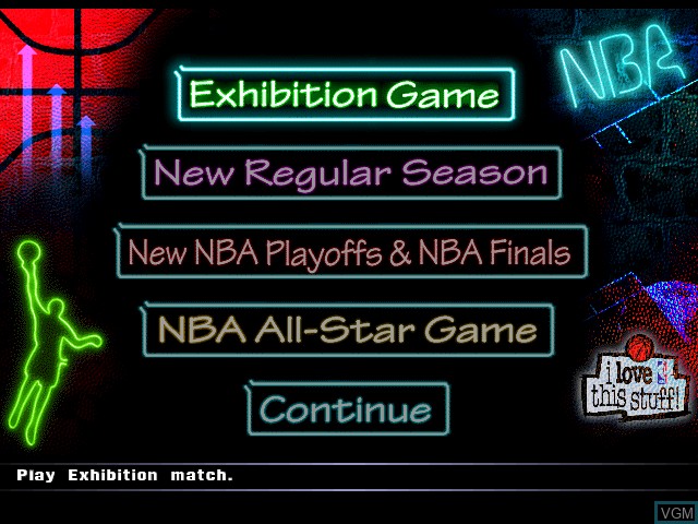 Menu screen of the game NBA In The Zone '98 on Sony Playstation