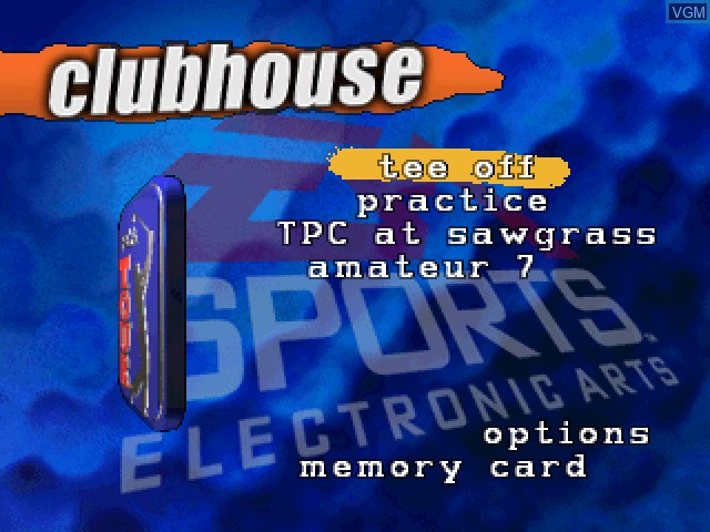 Menu screen of the game PGA Tour 97 on Sony Playstation