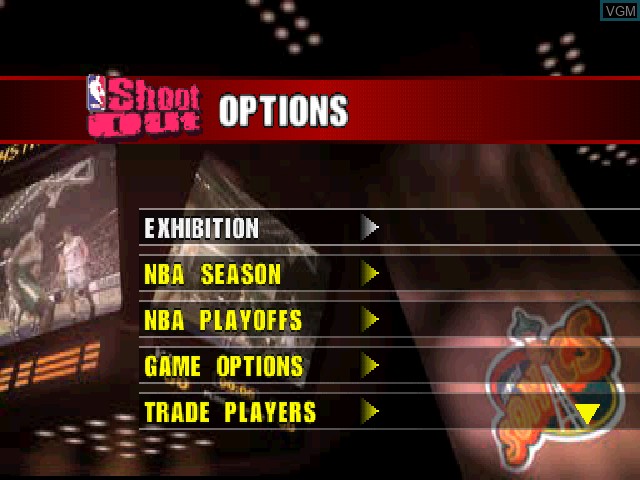 Menu screen of the game NBA ShootOut on Sony Playstation
