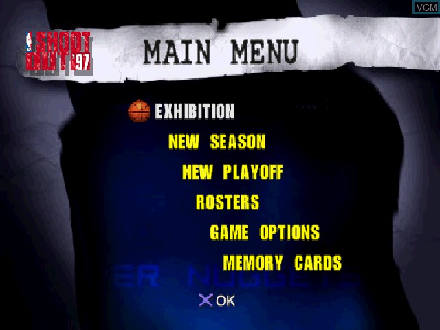 Menu screen of the game NBA ShootOut '97 on Sony Playstation