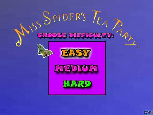 Menu screen of the game Miss Spider's Tea Party on Sony Playstation