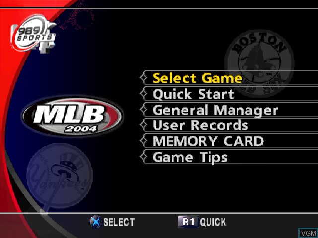 Menu screen of the game MLB 2004 on Sony Playstation
