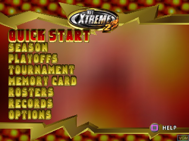 Menu screen of the game NFL Xtreme 2 on Sony Playstation