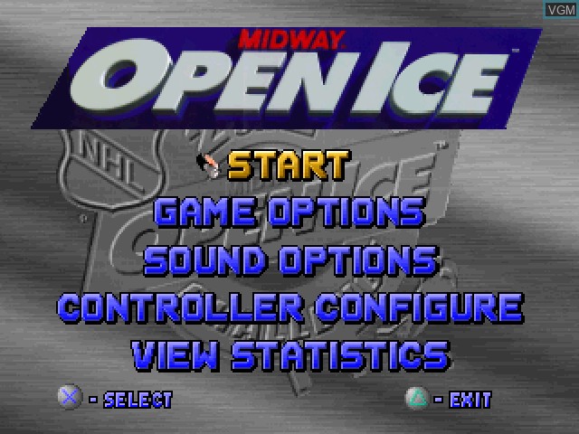 Menu screen of the game NHL Open Ice - 2 on 2 Challenge on Sony Playstation