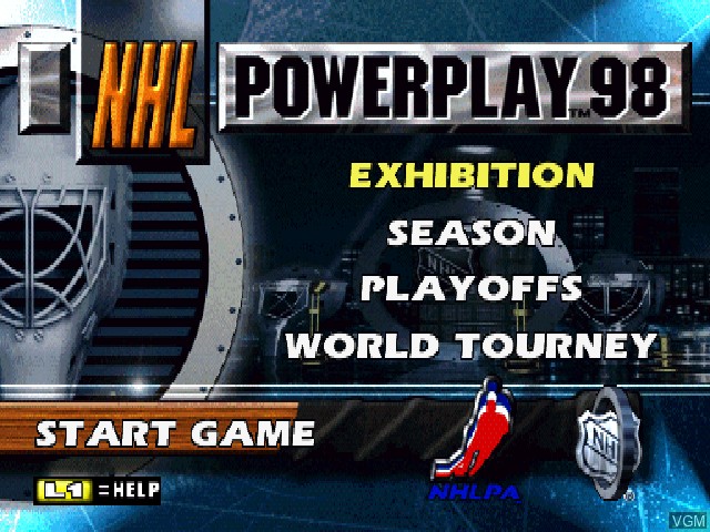 Menu screen of the game NHL Powerplay 98 on Sony Playstation