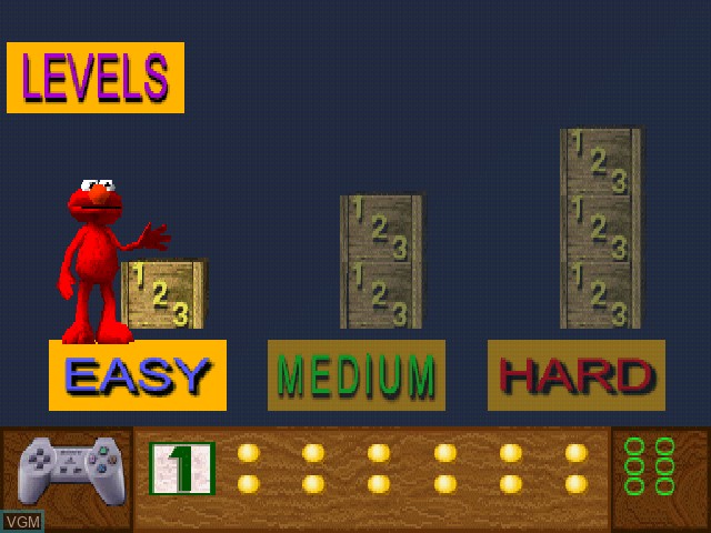 Menu screen of the game Sesame Street - Elmo's Number Journey on Sony Playstation