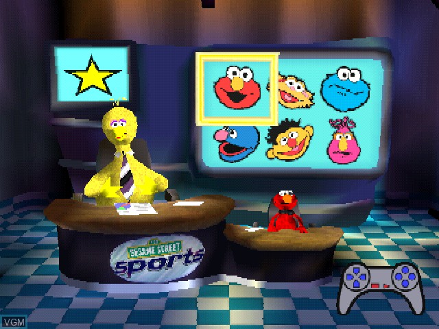 Menu screen of the game Sesame Street Sports on Sony Playstation