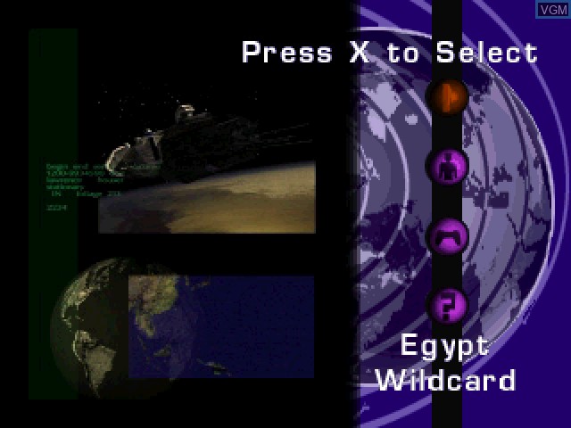 Menu screen of the game Shock Wave on Sony Playstation