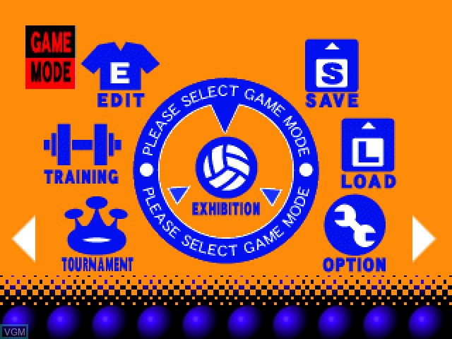 Menu screen of the game Simple 1500 Series Vol. 54 - The Volleyball - Break Volley Plus on Sony Playstation