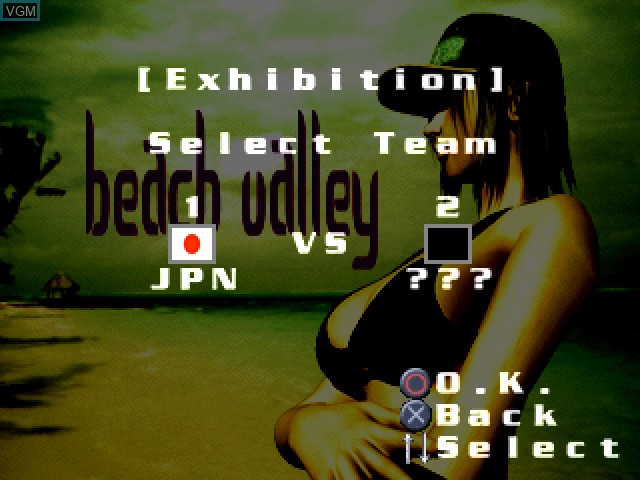 Menu screen of the game Simple 1500 Series Vol. 72 - The Beach Volley on Sony Playstation