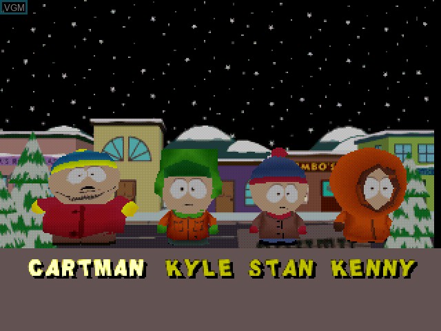 Menu screen of the game South Park on Sony Playstation