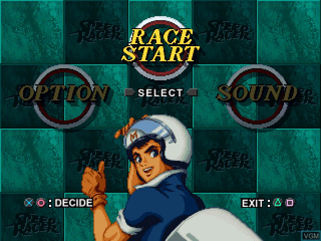 Menu screen of the game Speed Racer on Sony Playstation