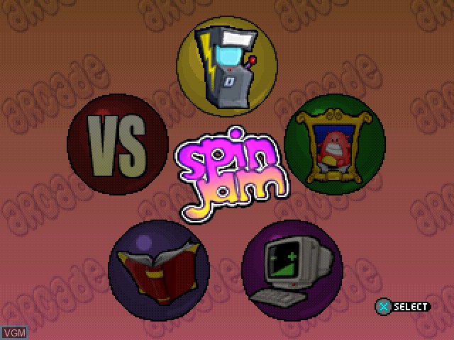 Menu screen of the game Spin Jam on Sony Playstation
