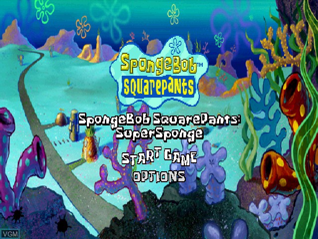 Menu screen of the game SpongeBob SquarePants - SuperSponge on Sony Playstation
