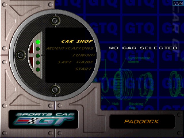 Menu screen of the game Sports Car GT on Sony Playstation