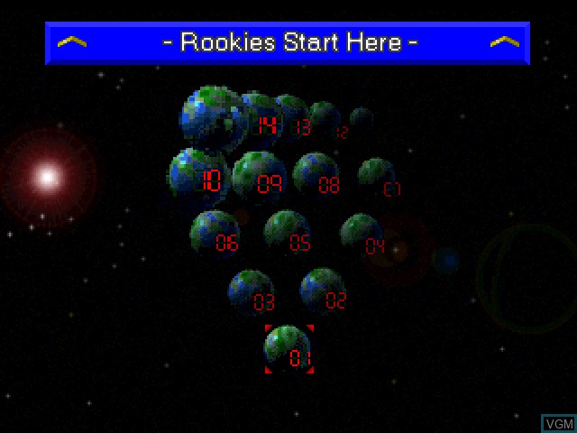 Menu screen of the game Star Fighter on Sony Playstation