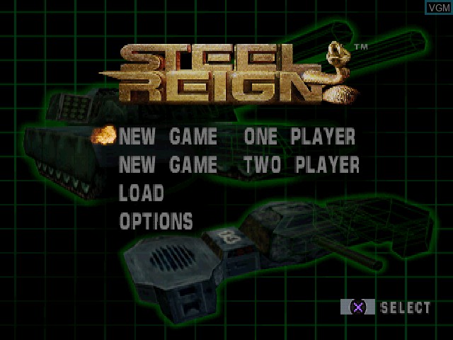 Menu screen of the game Steel Reign on Sony Playstation