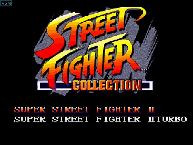 Menu screen of the game Street Fighter Collection on Sony Playstation