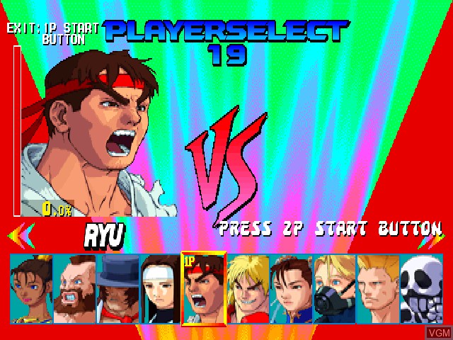 Menu screen of the game Street Fighter EX Plus Alpha on Sony Playstation
