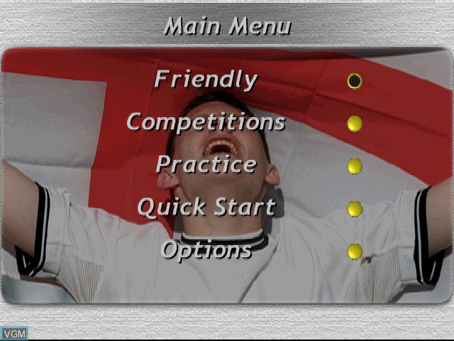 Menu screen of the game Sven-Goran Eriksson's World Cup Challenge on Sony Playstation